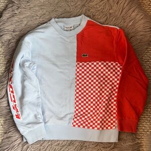 Lacoste Kids Red and White Patchwork Sweater